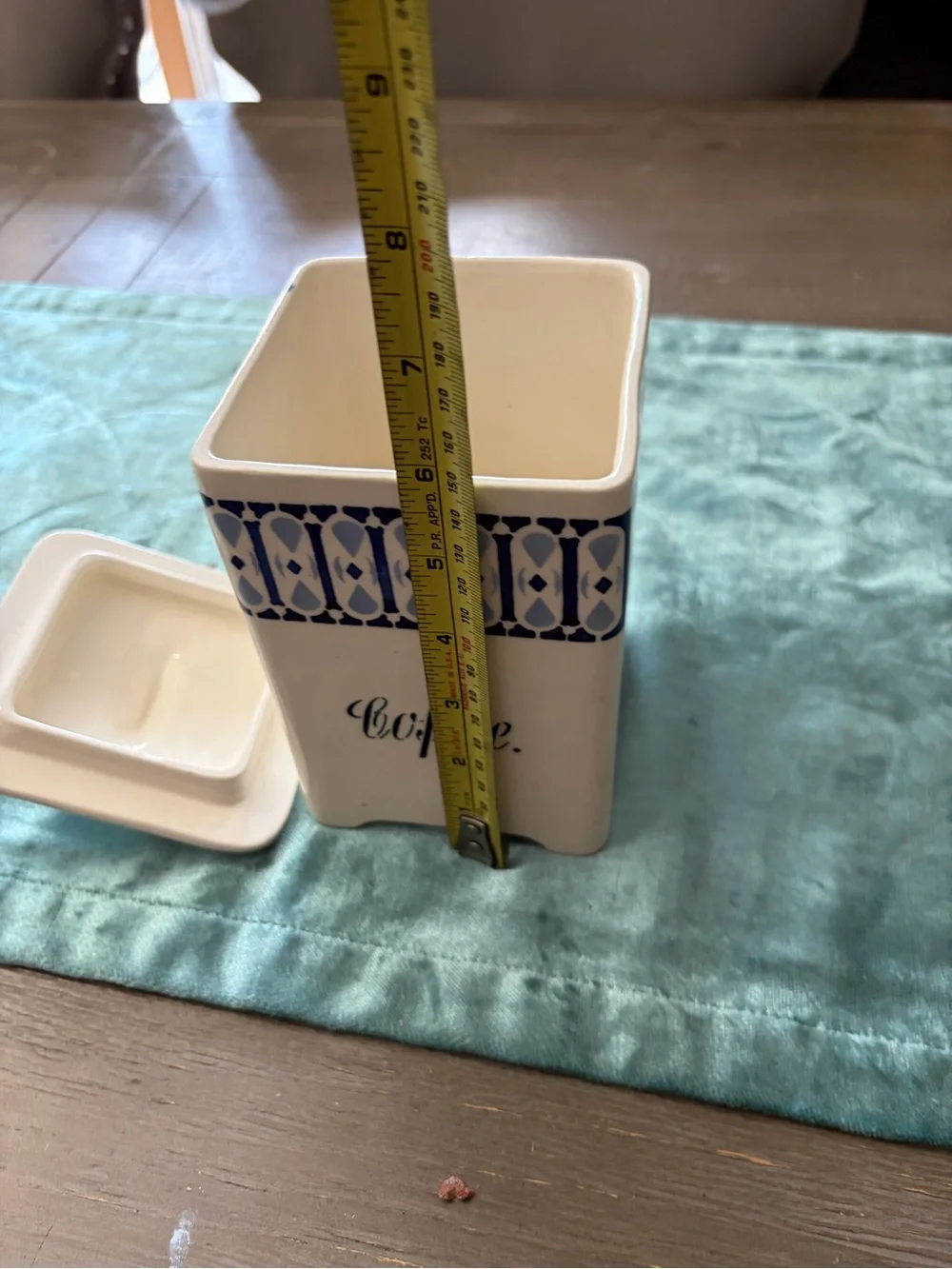 Blue & White Ceramic Coffee Canister - Decorative Kitchen Storage